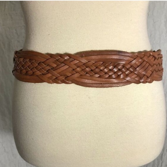 Michael Kors Tan Braided Leather Belt with Gold Buckle main image 6